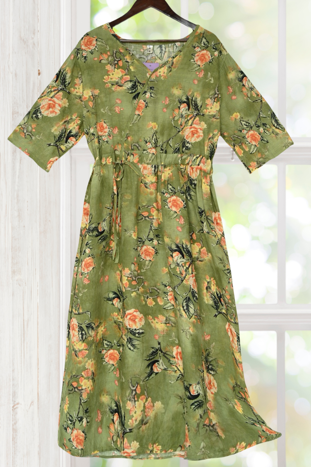 Eleanor Green Color Light Weight Cotton Floral Dress Whisper Mint Eleanor Green Color Light Weight Cotton Floral Dress Whisper Mint