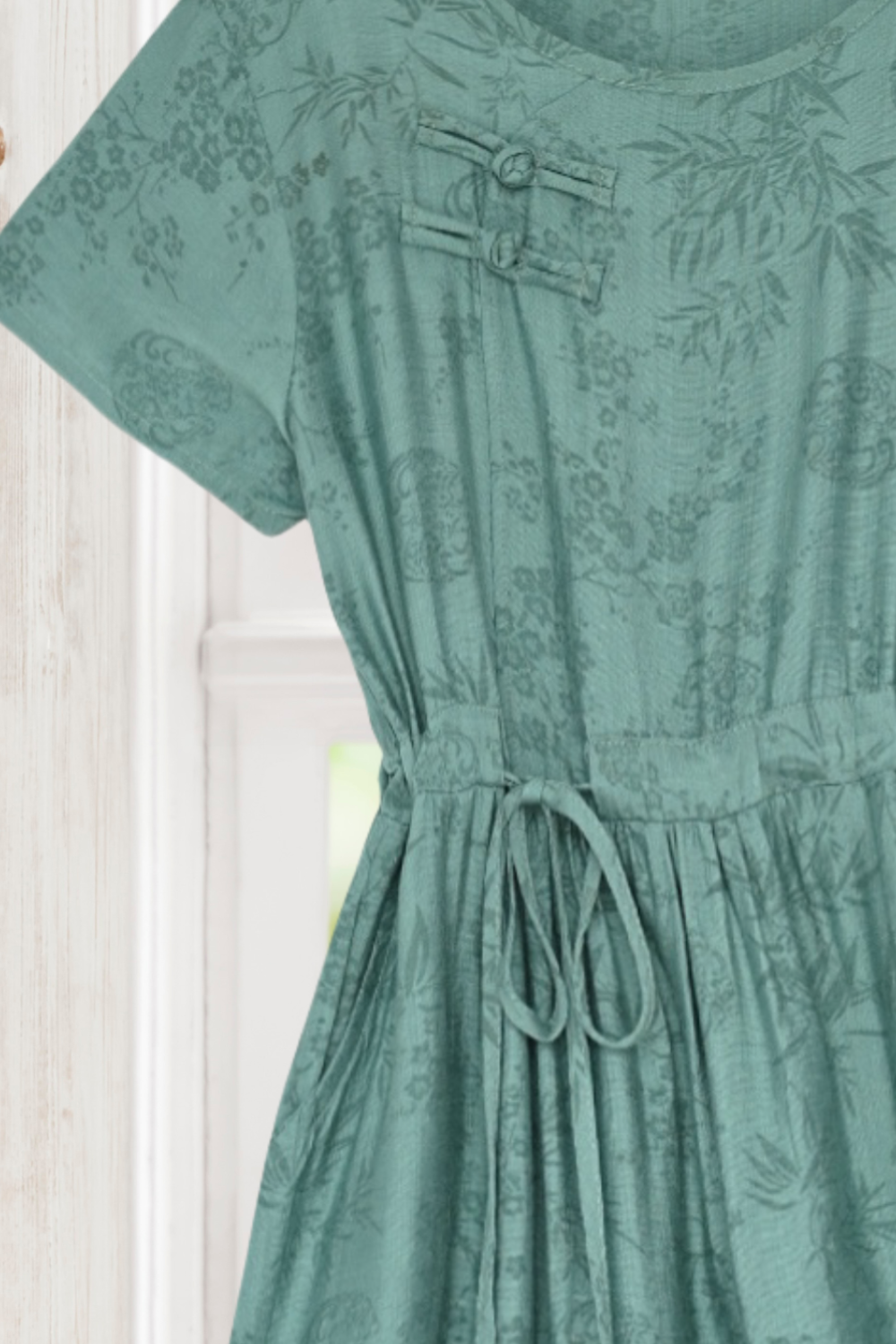 Phoebe Green Color Lightweight Casual Dress