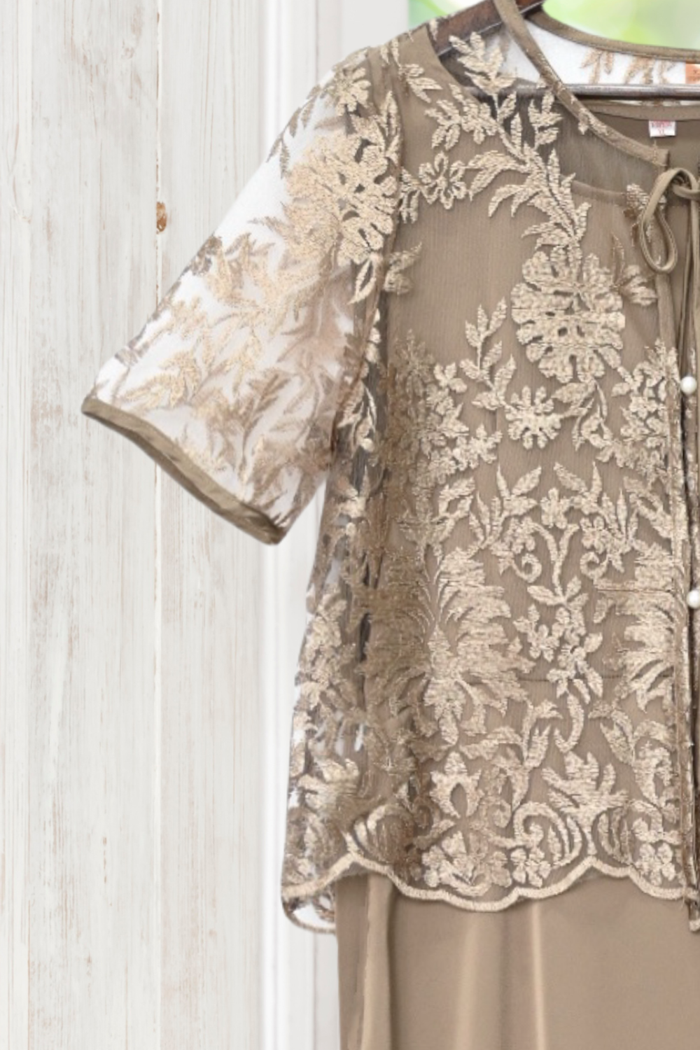 Victoria Satin Tank Dress with Embroidery Cardigan