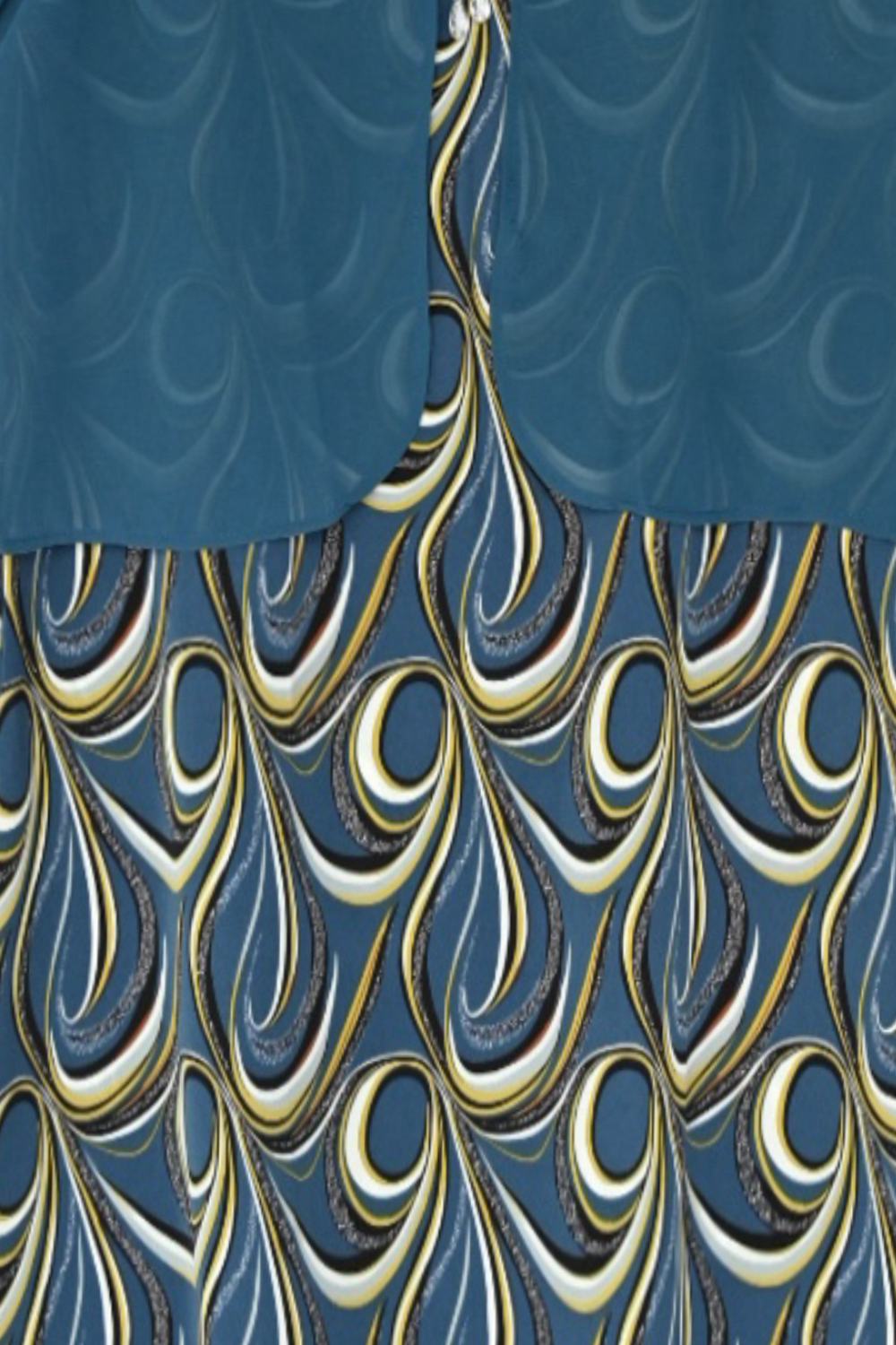 Maria Peacock Blue Cardigan Dress Fake 2pcs Set