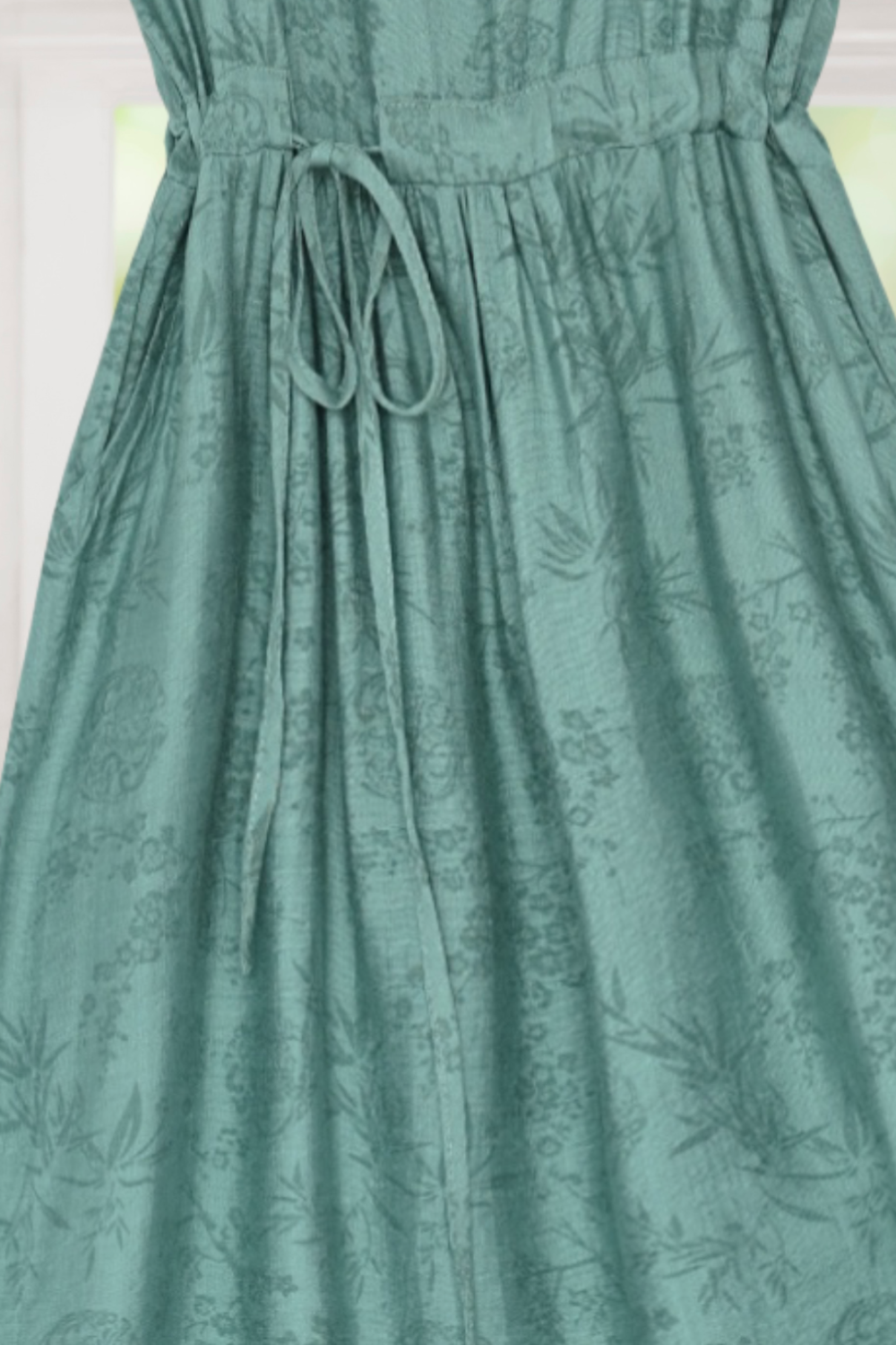 Phoebe Green Color Lightweight Casual Dress