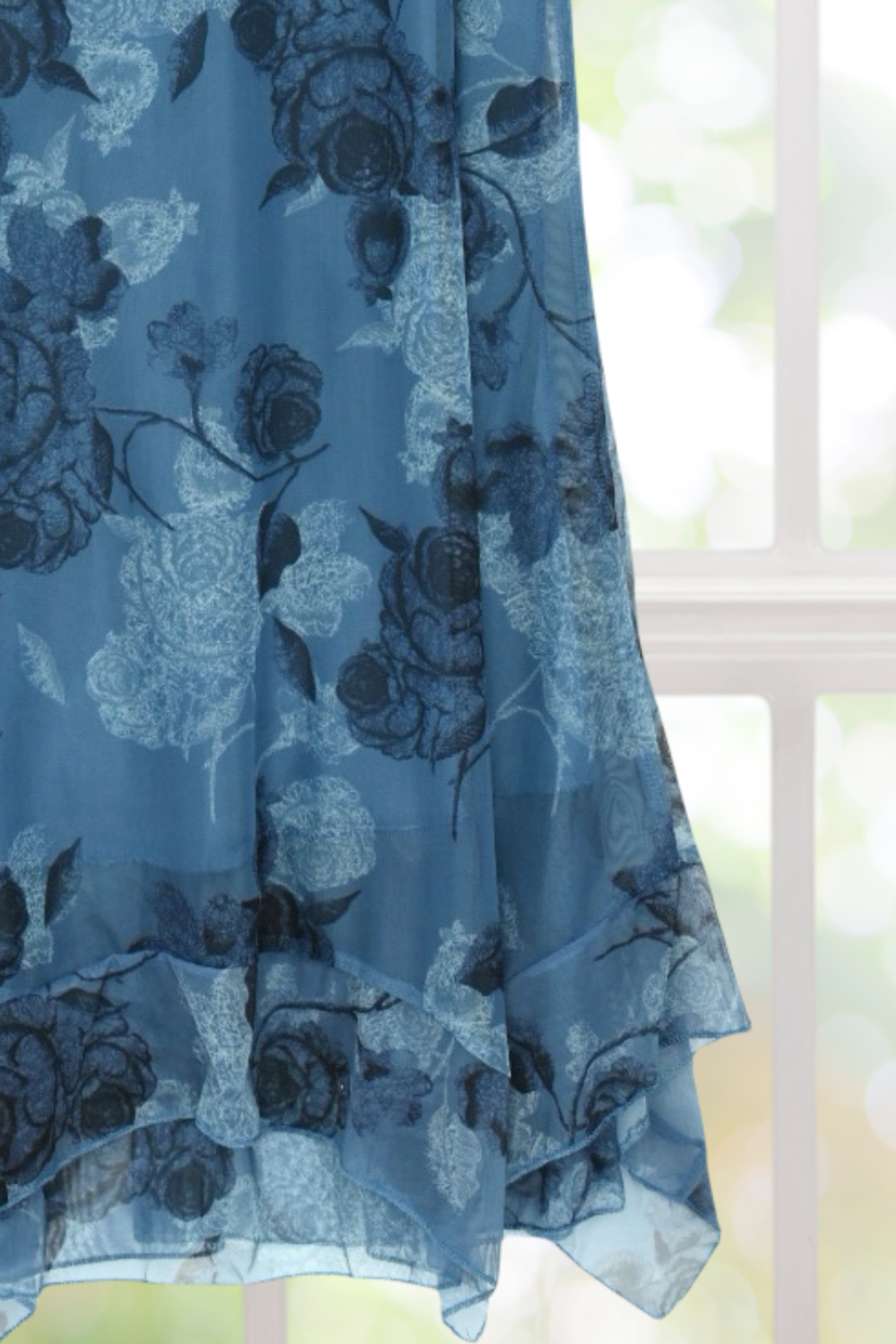 Josephine Dark Blue Irregular Floral Dress