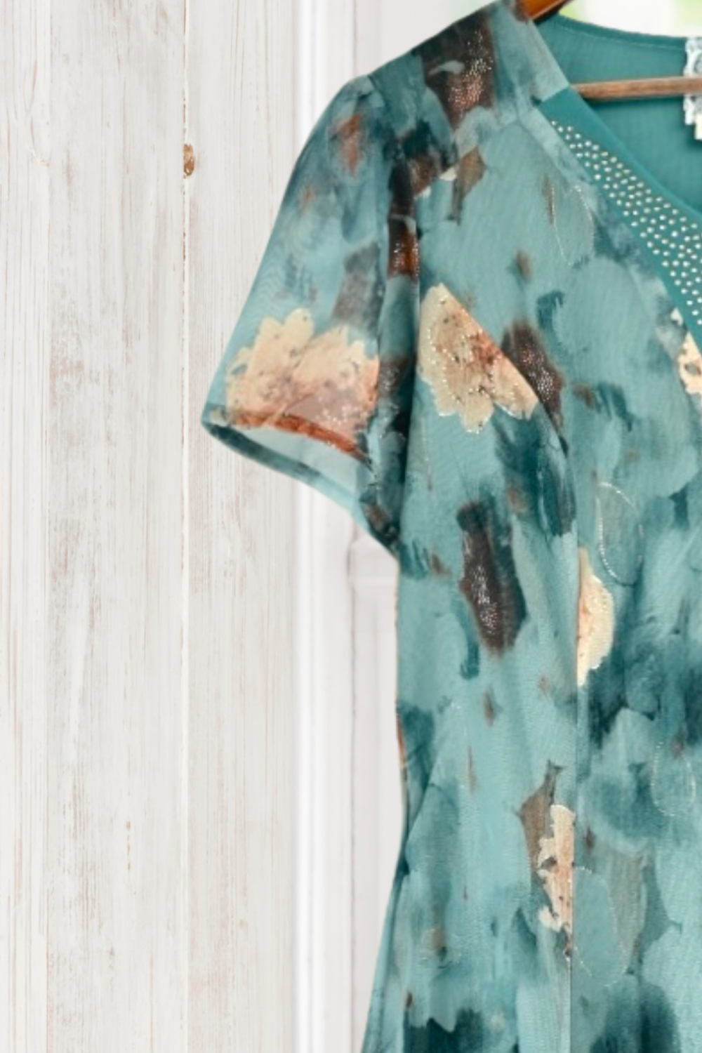 Adelaide Teal Floral Mesh Dress
