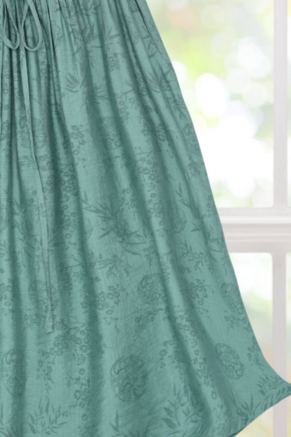 Phoebe Green Color Lightweight Casual Dress