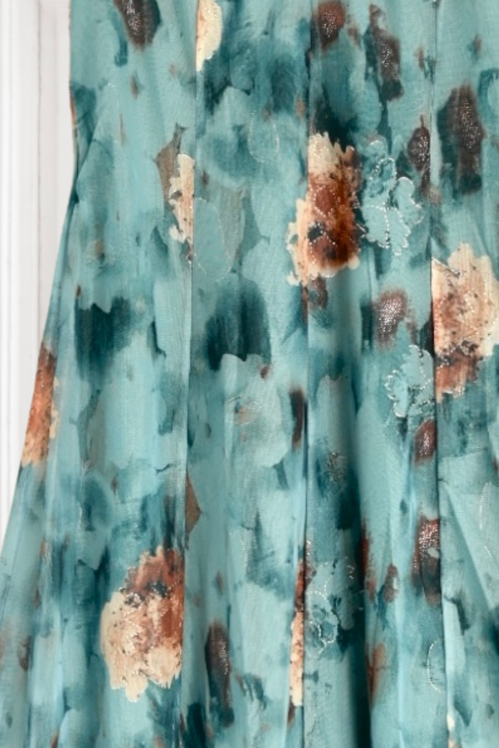 Adelaide Teal Floral Mesh Dress