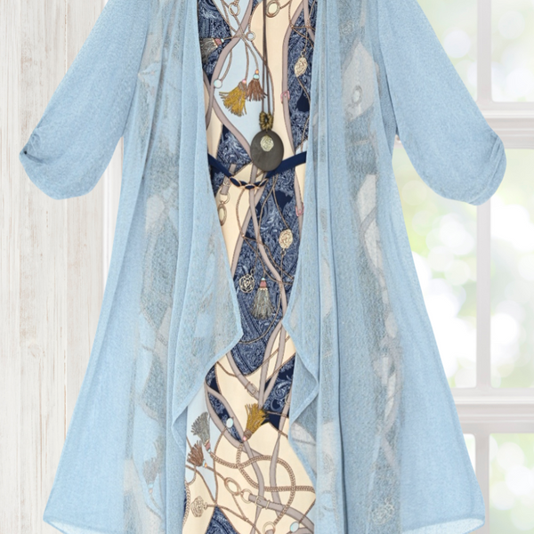 Mary Light Blue Dress And Cardigan Set – Whisper Mint