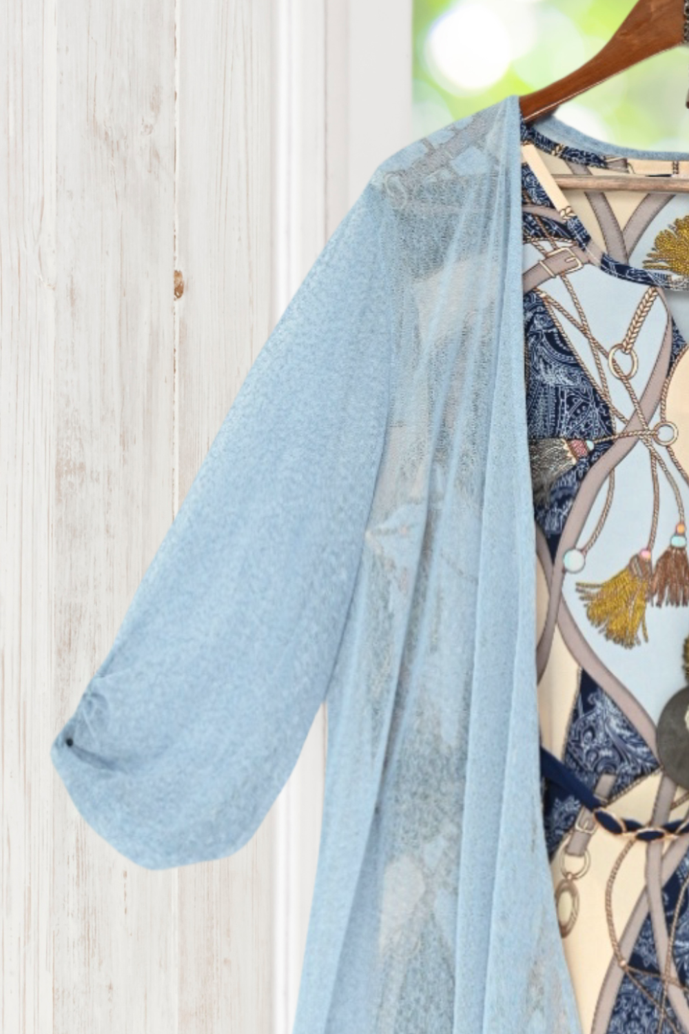 Mary Light Blue Dress And Cardigan Set