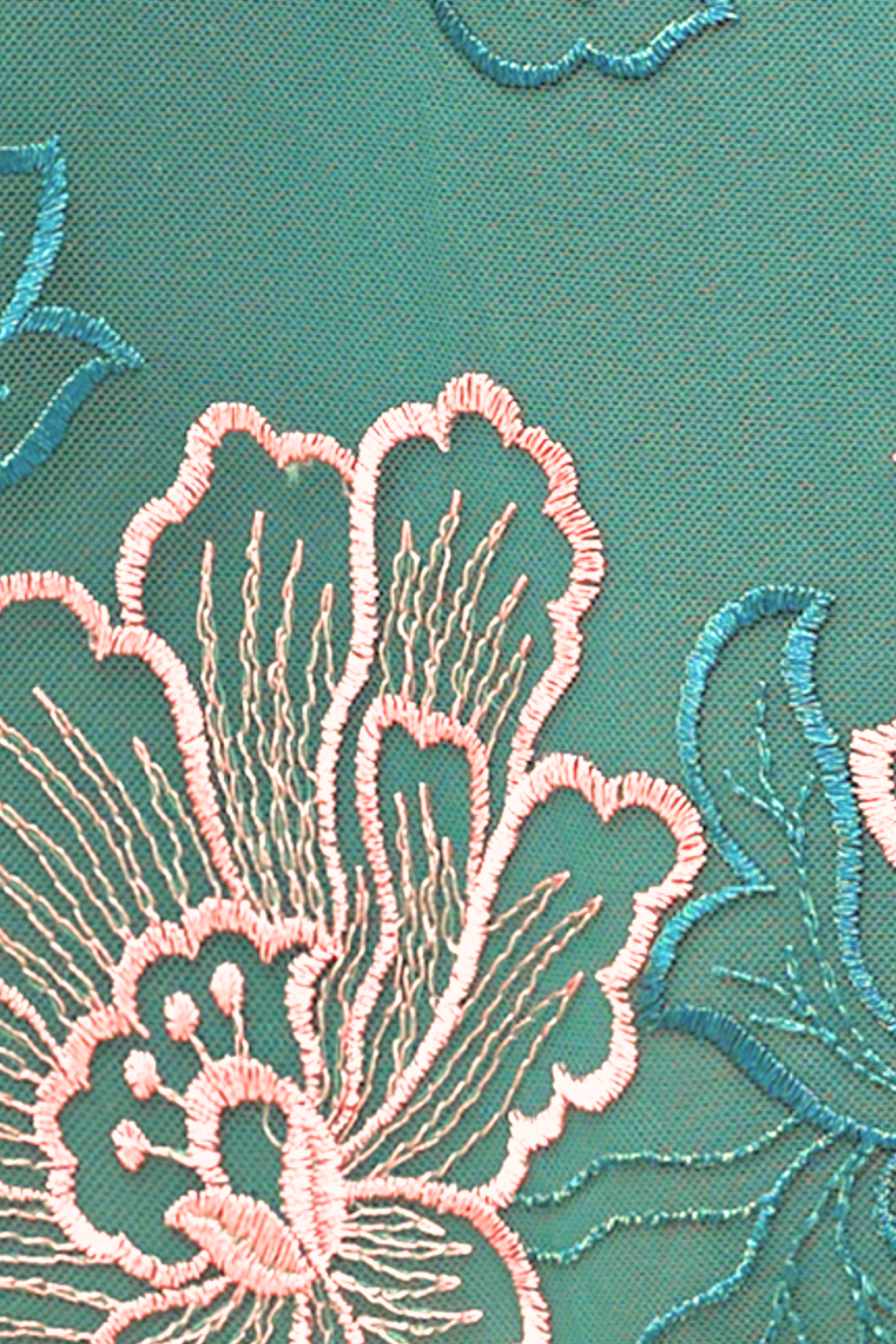 Caroline Teal Embroidered Midi Dress