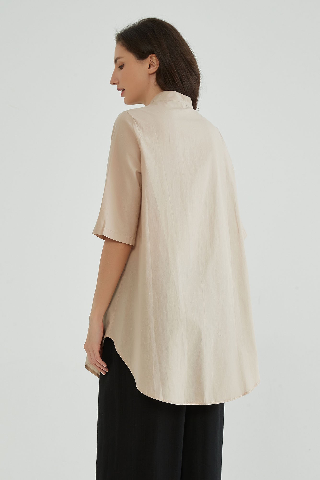 Almond Beige Women Embroidered Kaftan - Whisper Mint