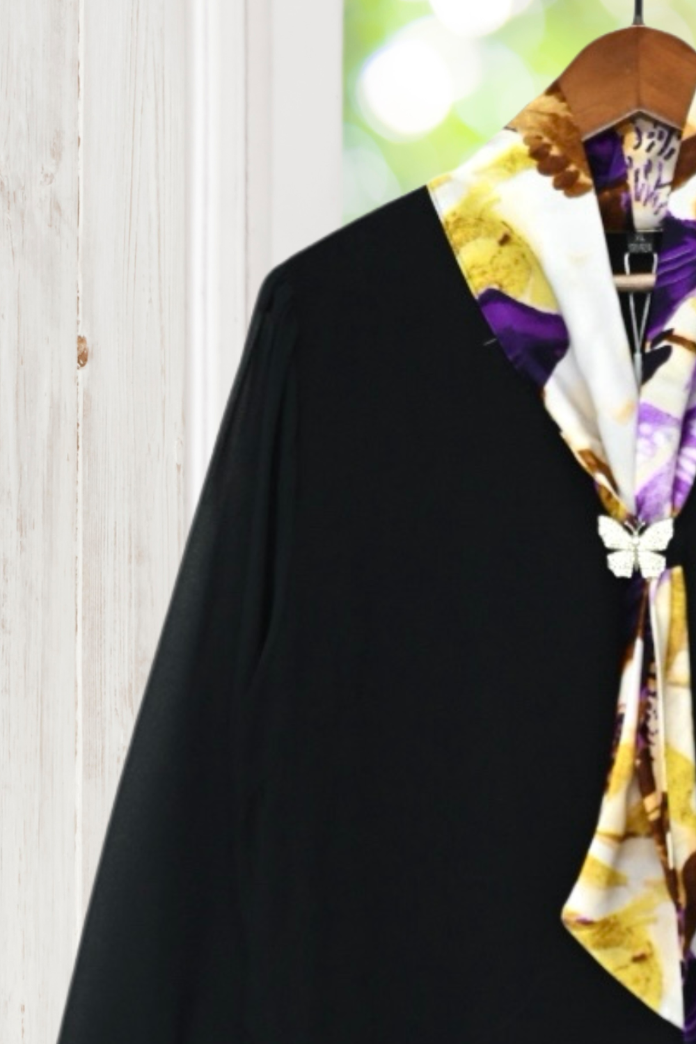 Helena Black Chiffon Tie Neck Half Sleeves Dress