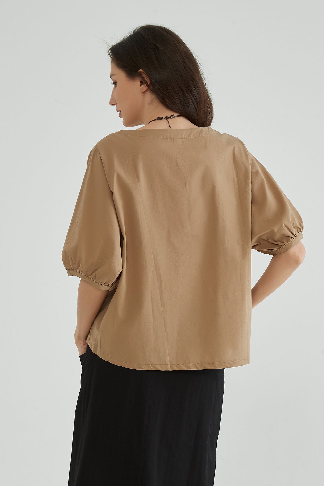 Caramel Cotton Embroidery Top - Whisper Mint