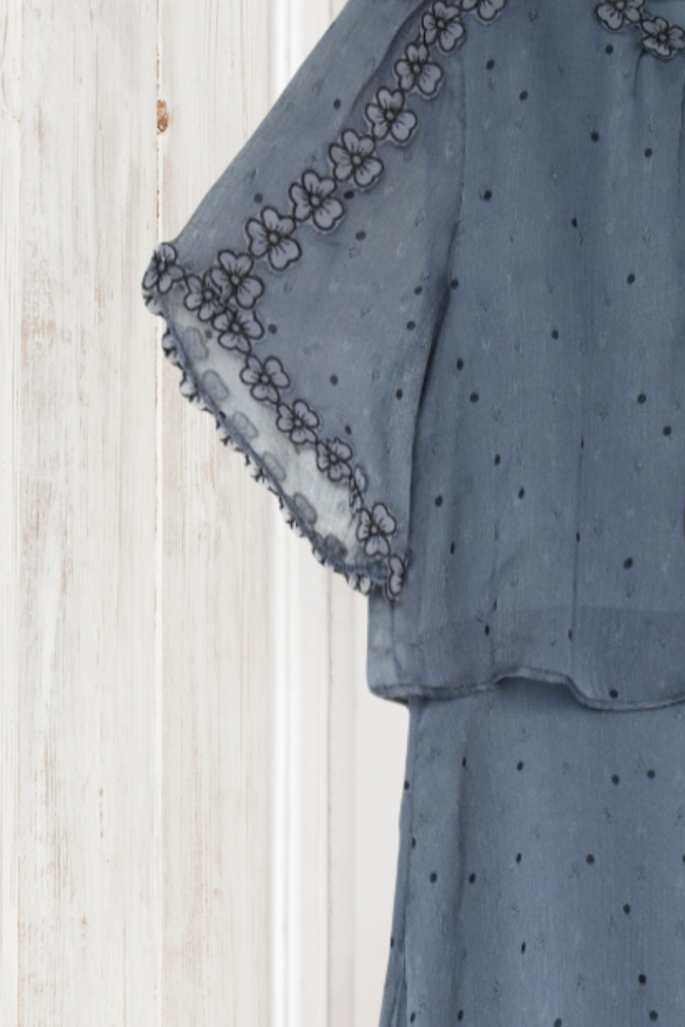 Sarah Dark Blue Chiffon Dress with Dots