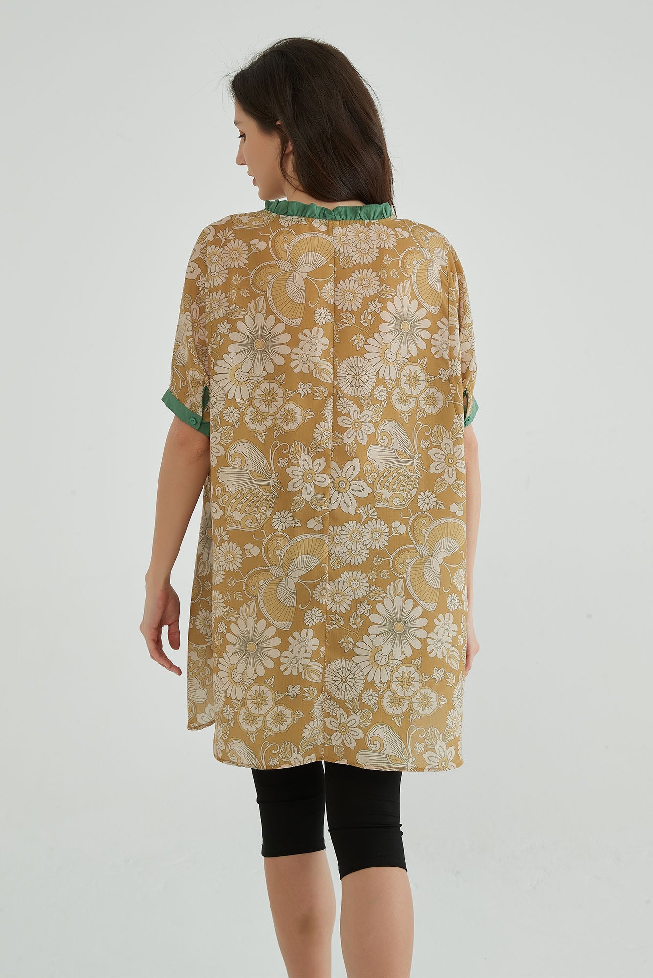 Dark Sand Women Floral Flowy Tops - Whisper Mint