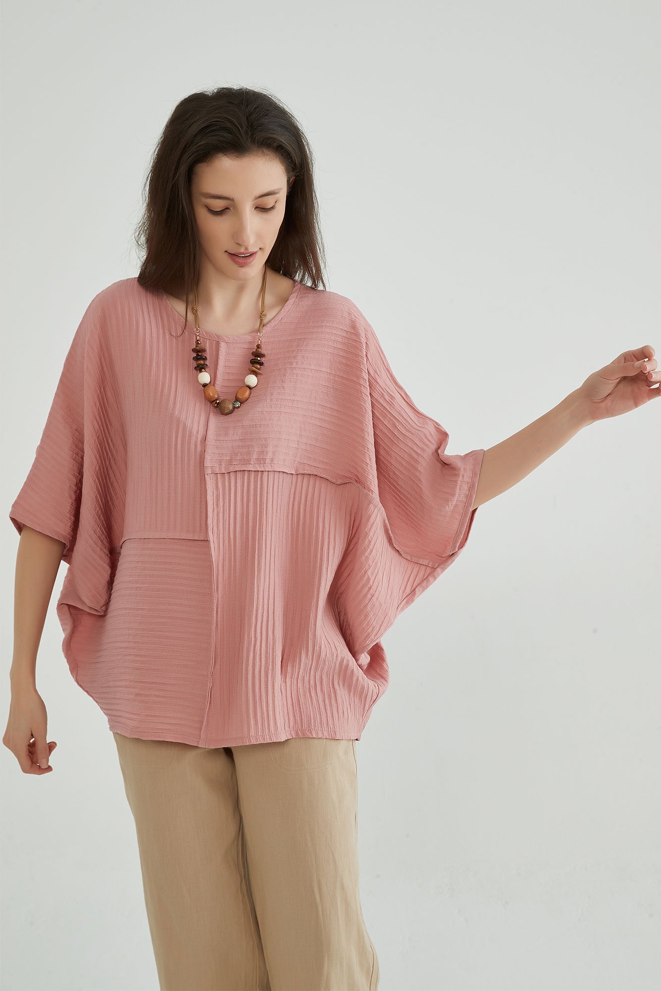 Dusty Pink Oversized Batwing Top - Whisper Mint