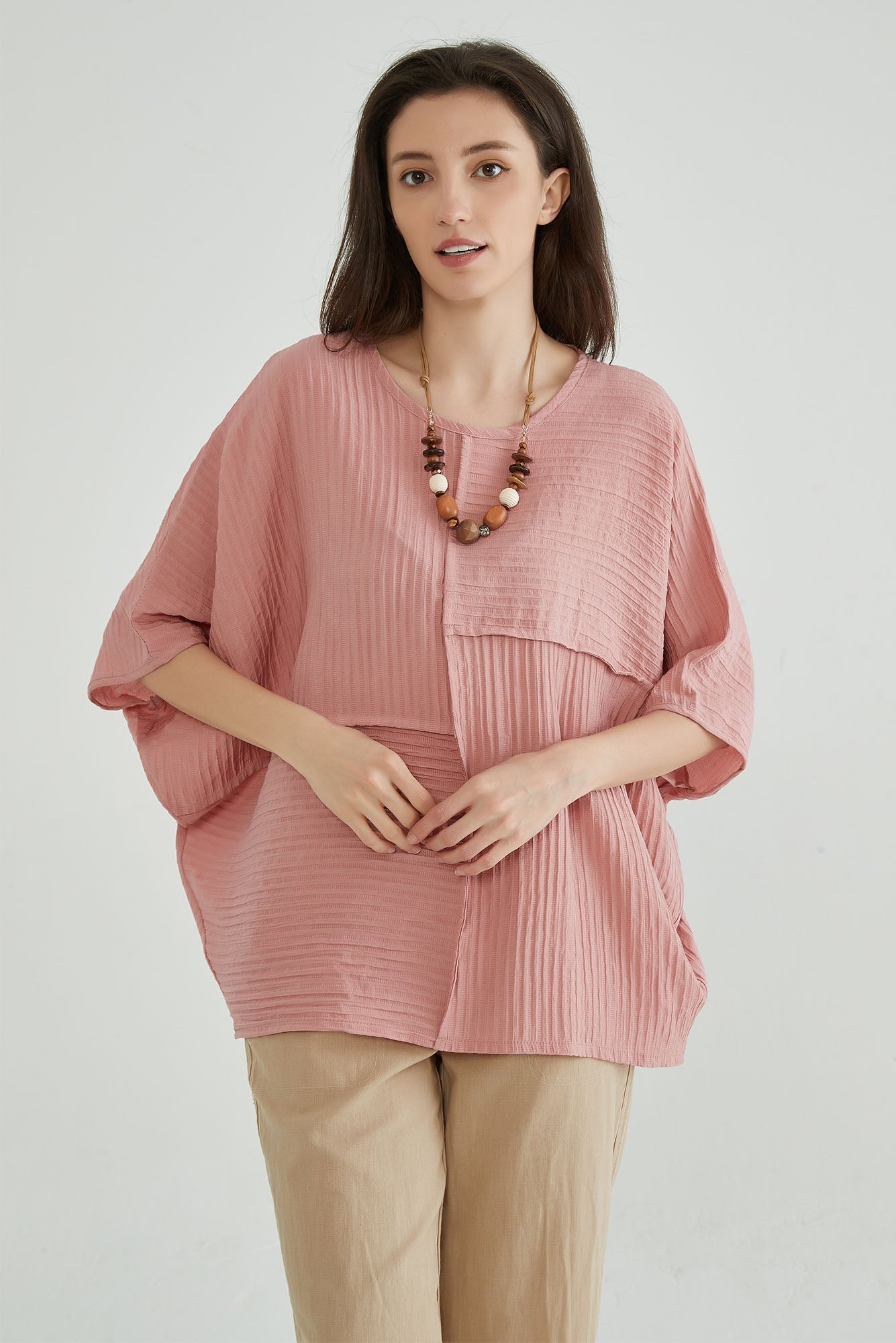 Dusty Pink Oversized Batwing Top - Whisper Mint