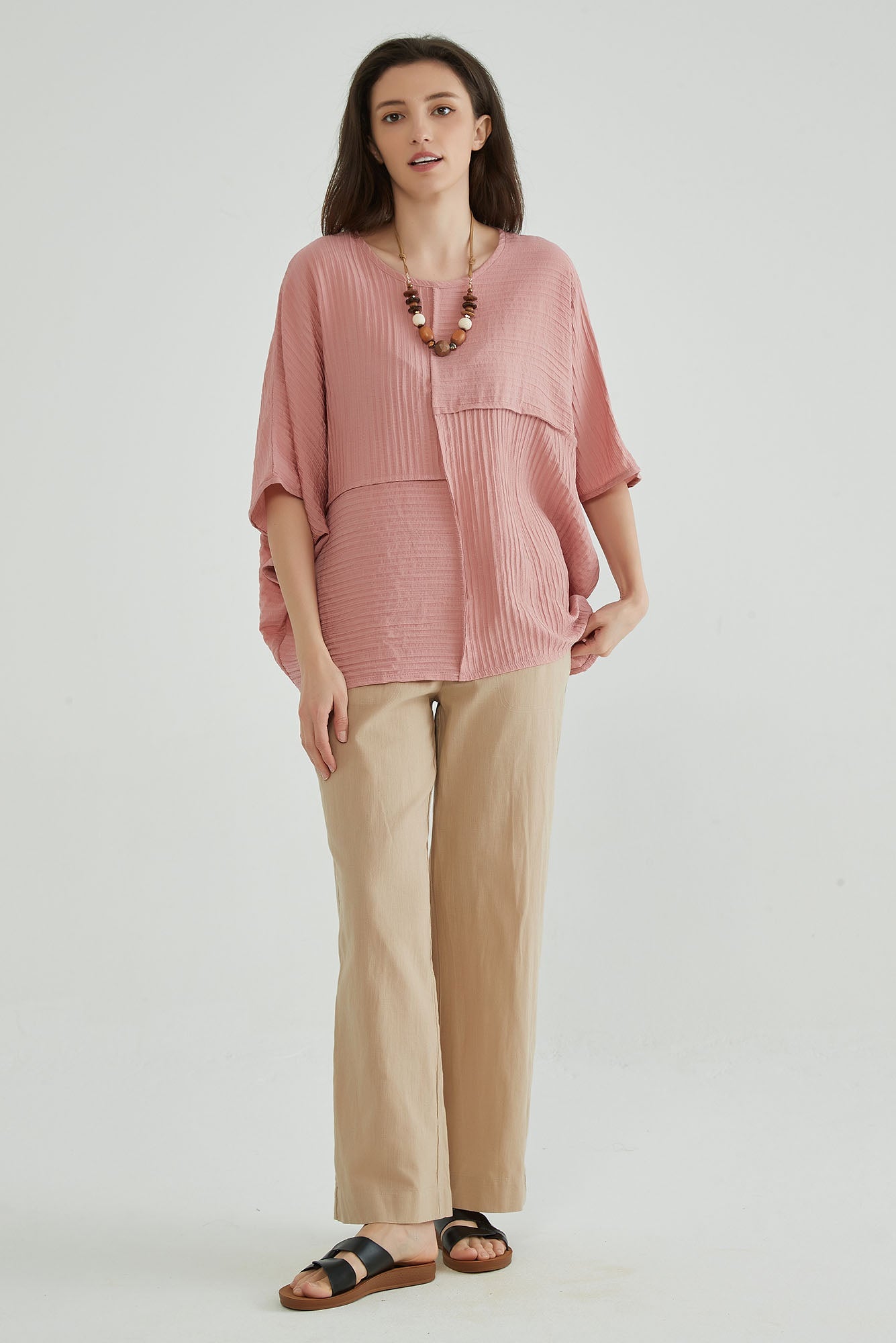 Dusty Pink Oversized Batwing Top - Whisper Mint