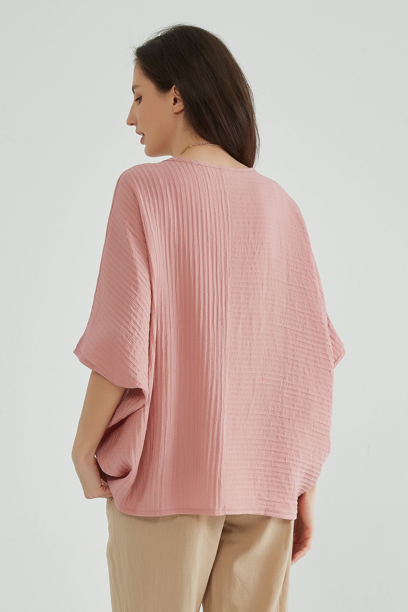 Dusty Pink Oversized Batwing Top - Whisper Mint