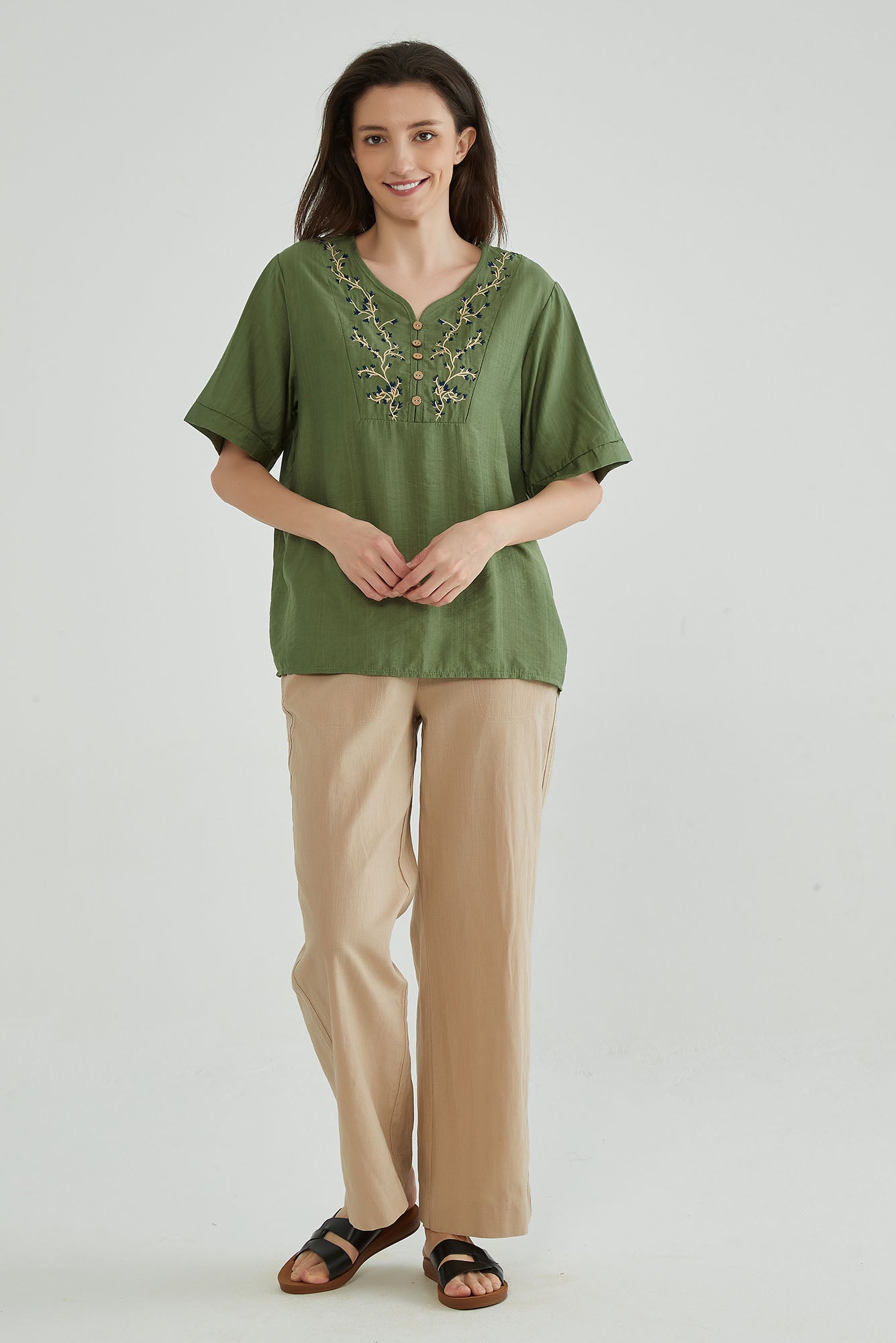 Glade Green Floral Embroidered Top - Whisper Mint