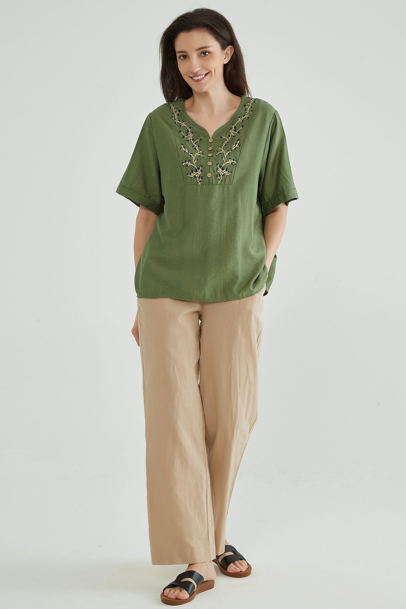 Glade Green Floral Embroidered Top - Whisper Mint