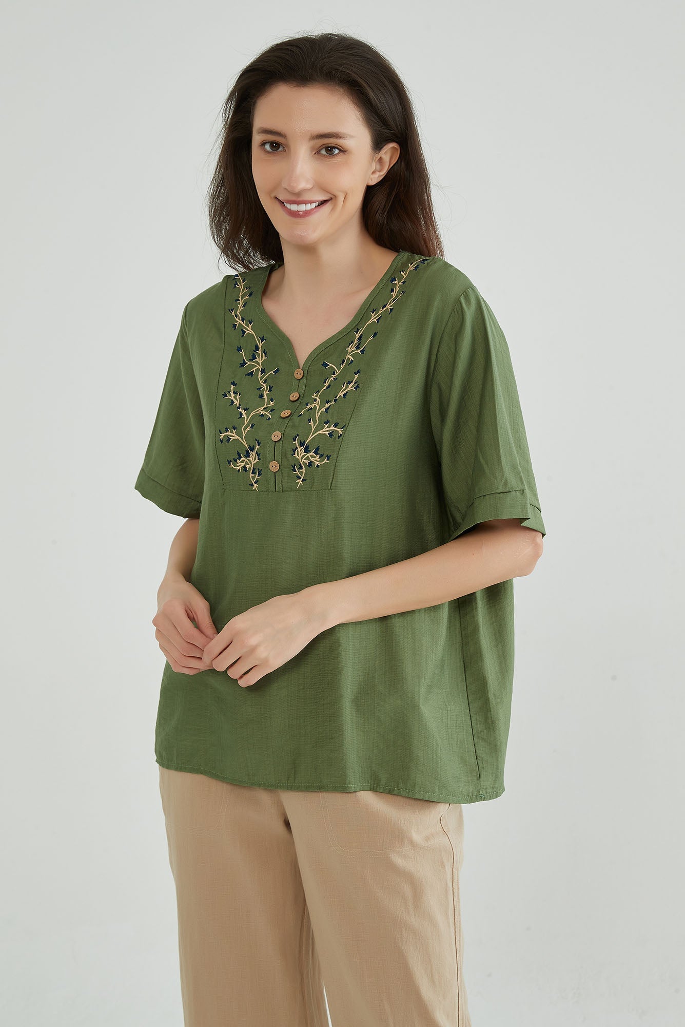 Glade Green Floral Embroidered Top - Whisper Mint
