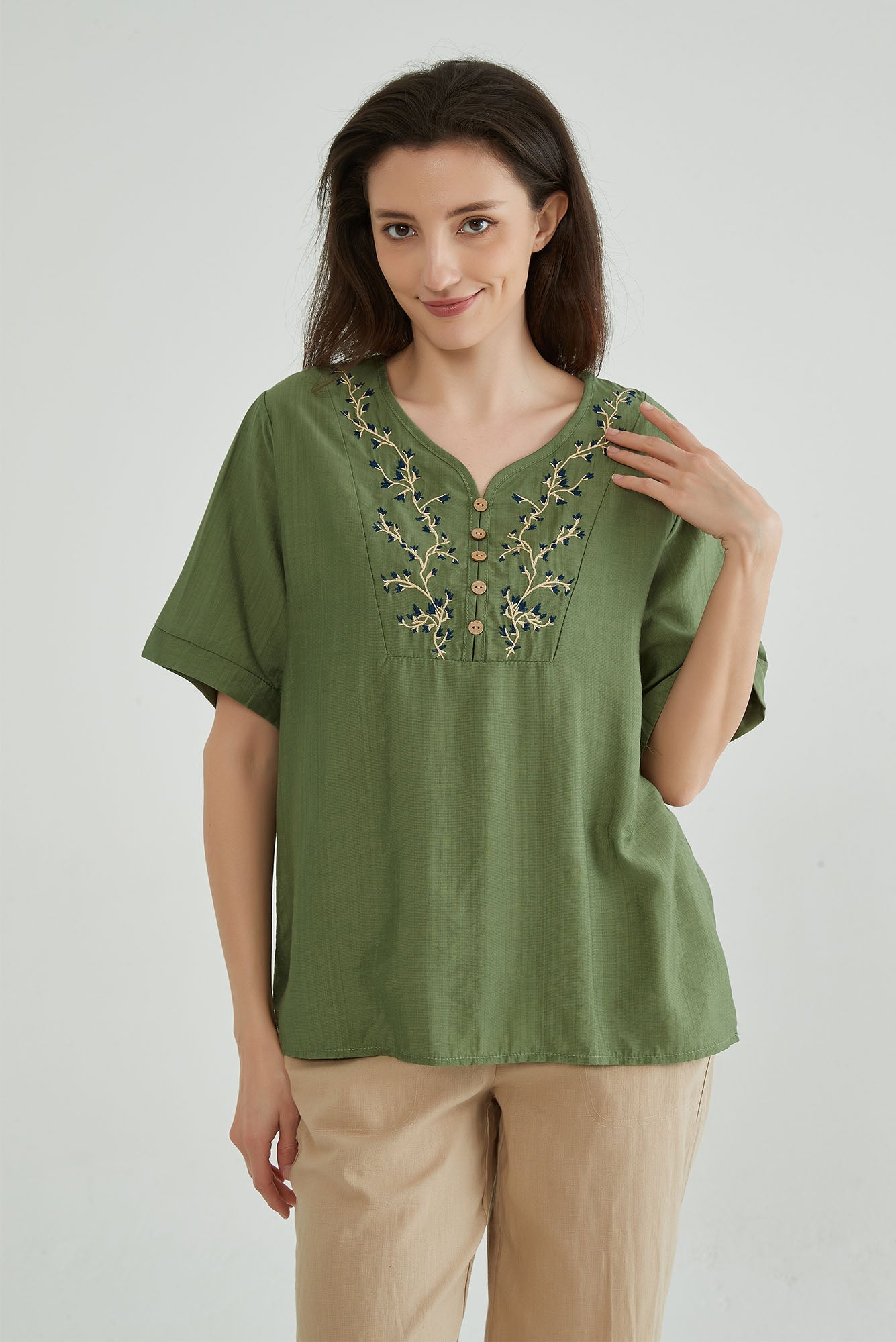 Glade Green Floral Embroidered Top - Whisper Mint