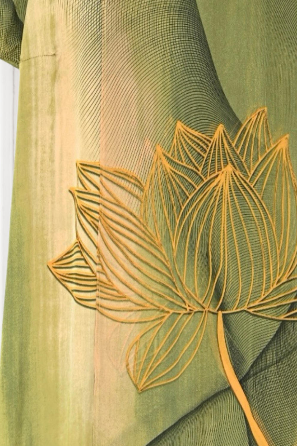 Monica Green Lotus Dress with Frog Button