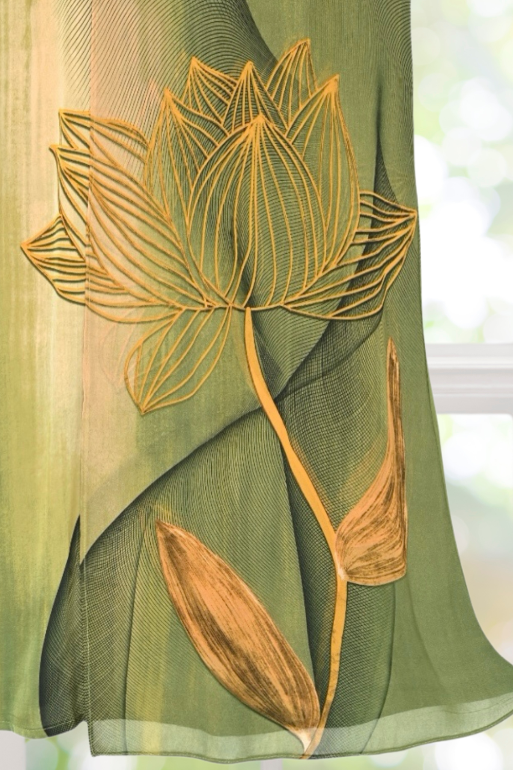 Monica Green Lotus Dress with Frog Button