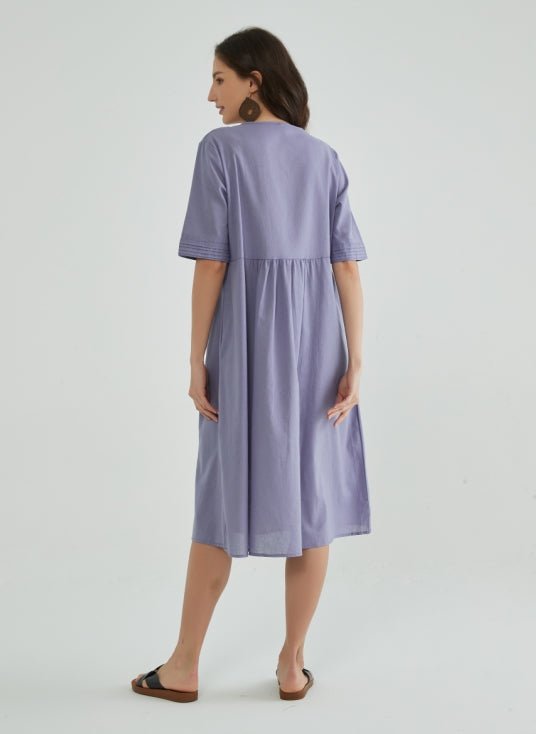 Lilac Crinkle Cotton Mature Women Dress - Whisper Mint