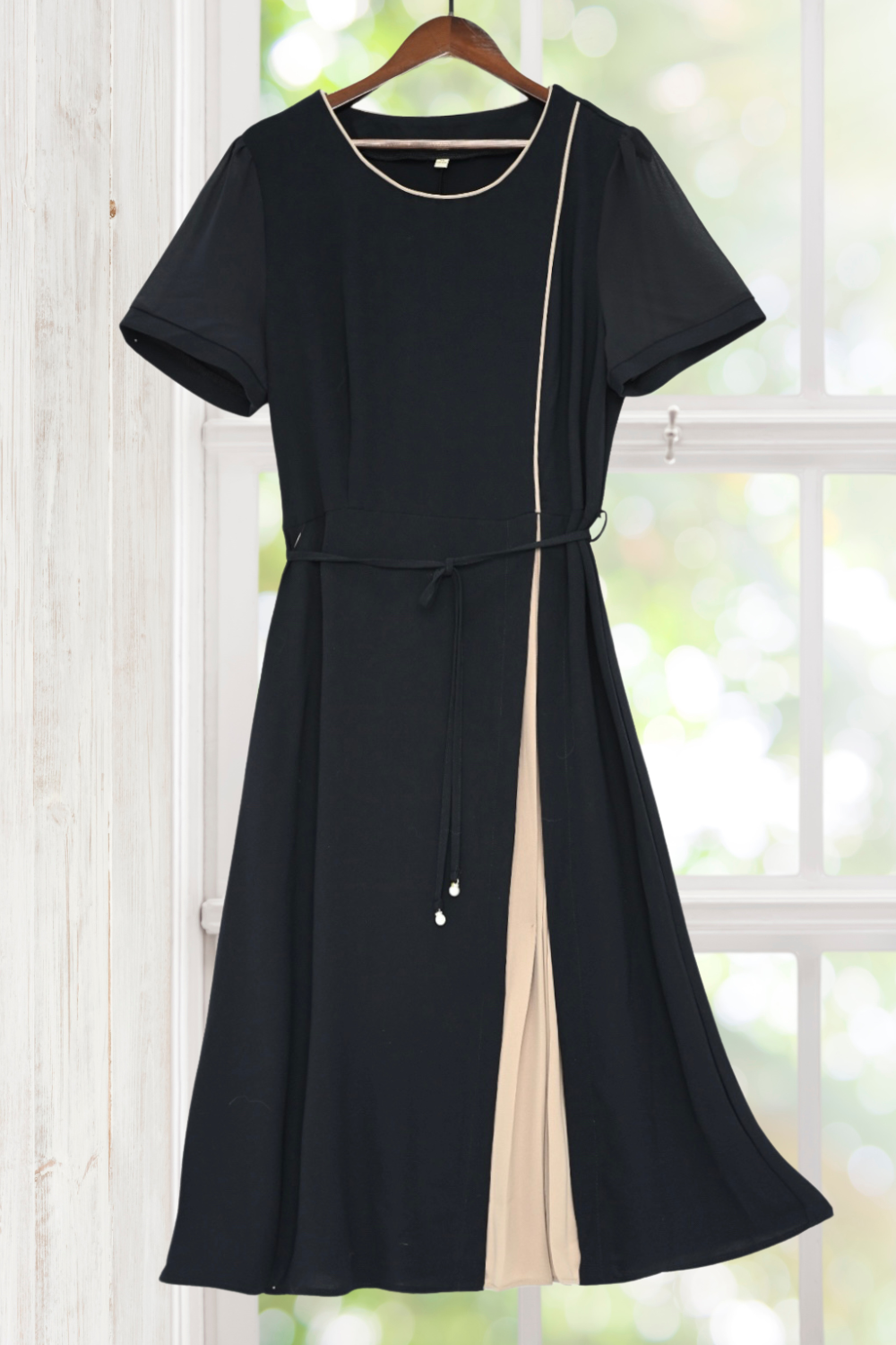 Florence Navy Blue Semi Formal Dress with Pleats