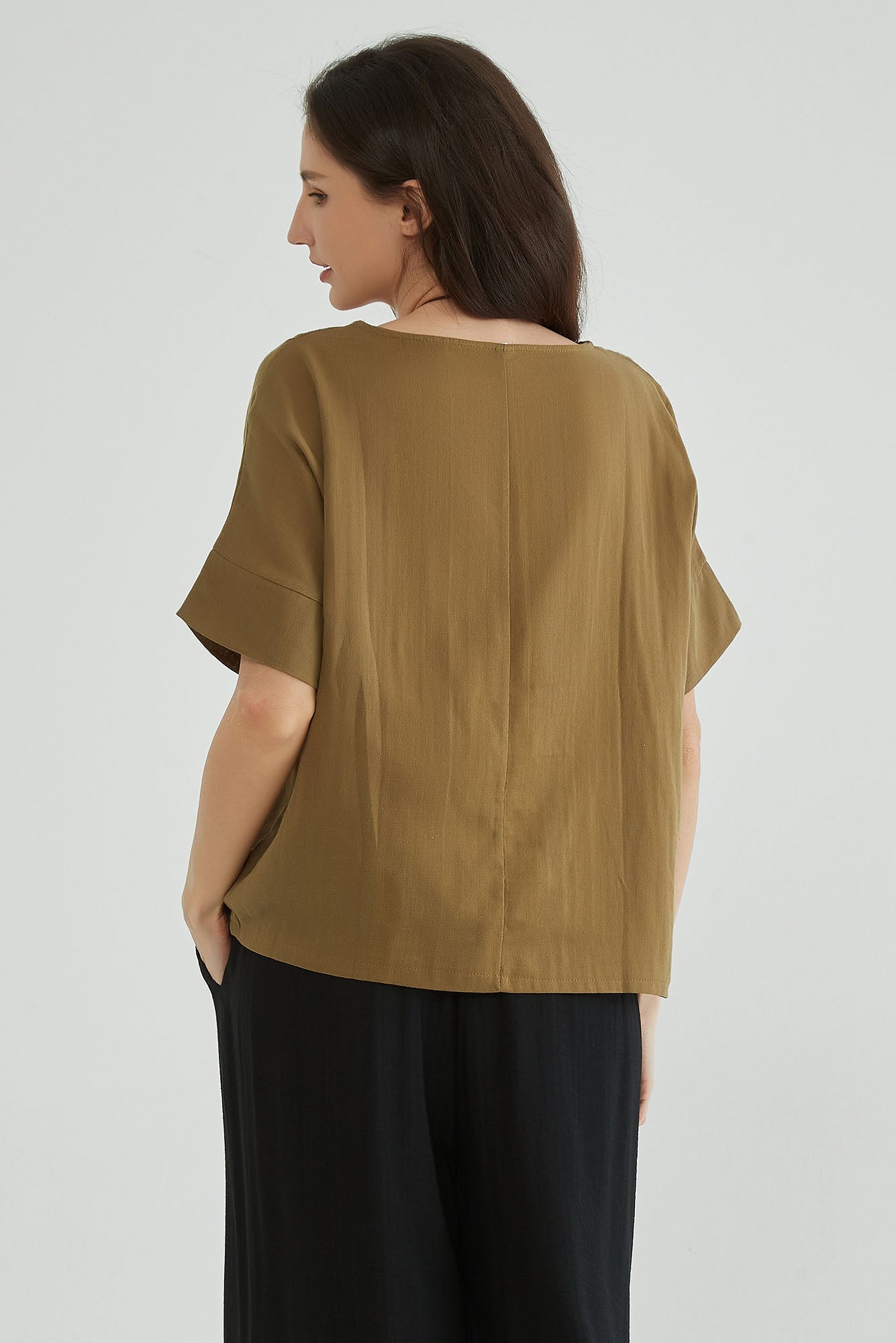 Pale Brown Cotton Gauze Oversized Tops - Whisper Mint