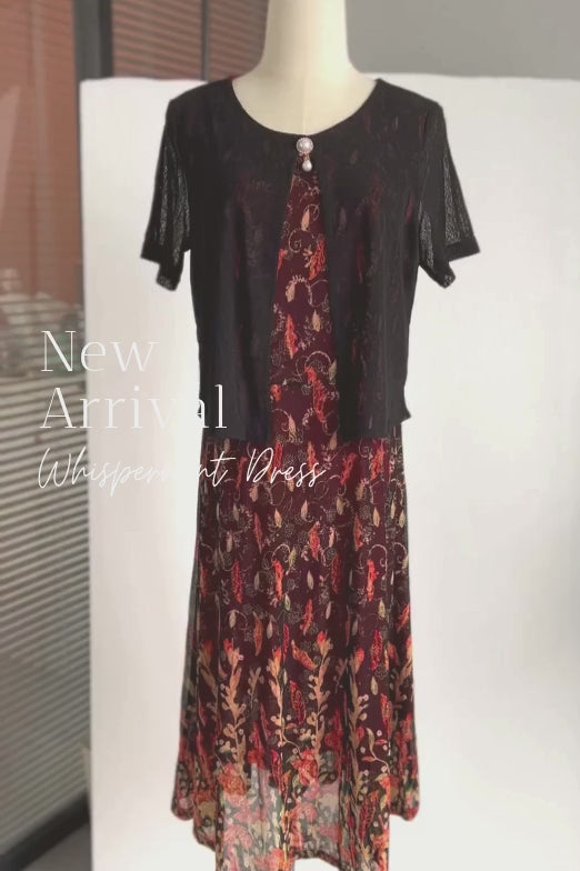 Harriet Black Floral Dress with cardigan