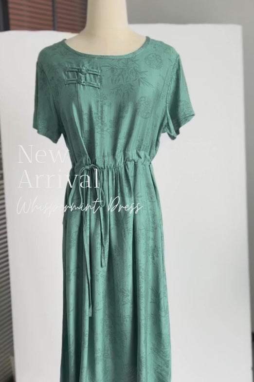 Phoebe Green Color Lightweight Casual Dress