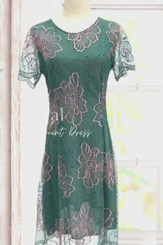 Caroline Teal Embroidered Midi Dress