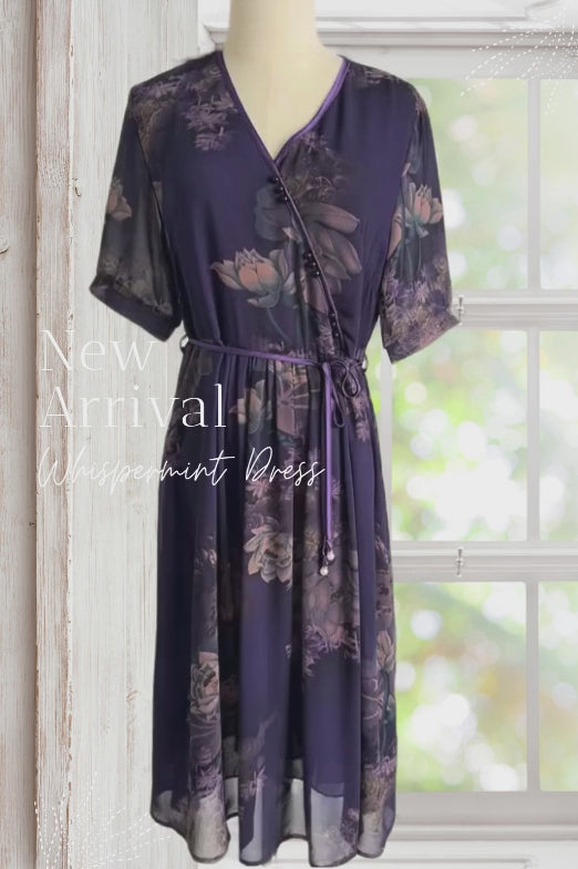 Isabella Purple Floral Dress Short Sleeves