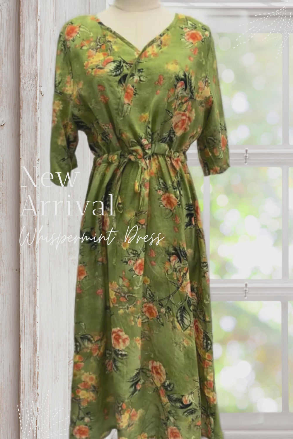 Eleanor Green Color Light Weight Cotton Floral Dress