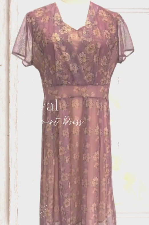 Annabella Mesh Pink Dress with Floral Print