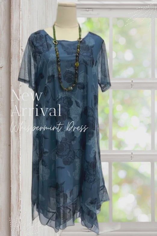 Josephine Dark Blue Irregular Floral Dress