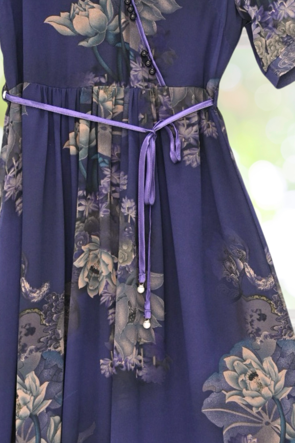 Isabella Purple Floral Dress Short Sleeves