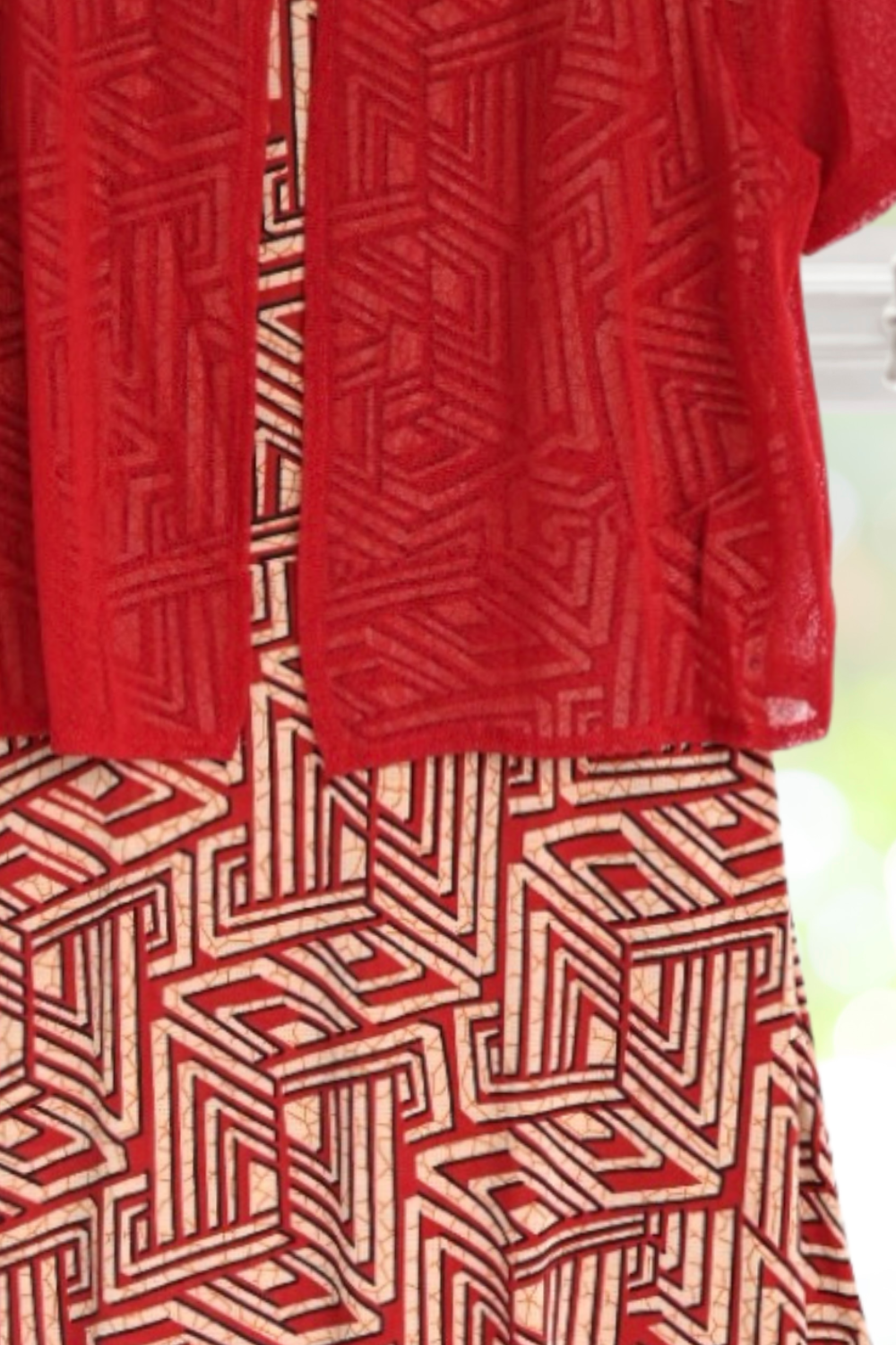 Charlotte Red Midi Dress with Sleeves