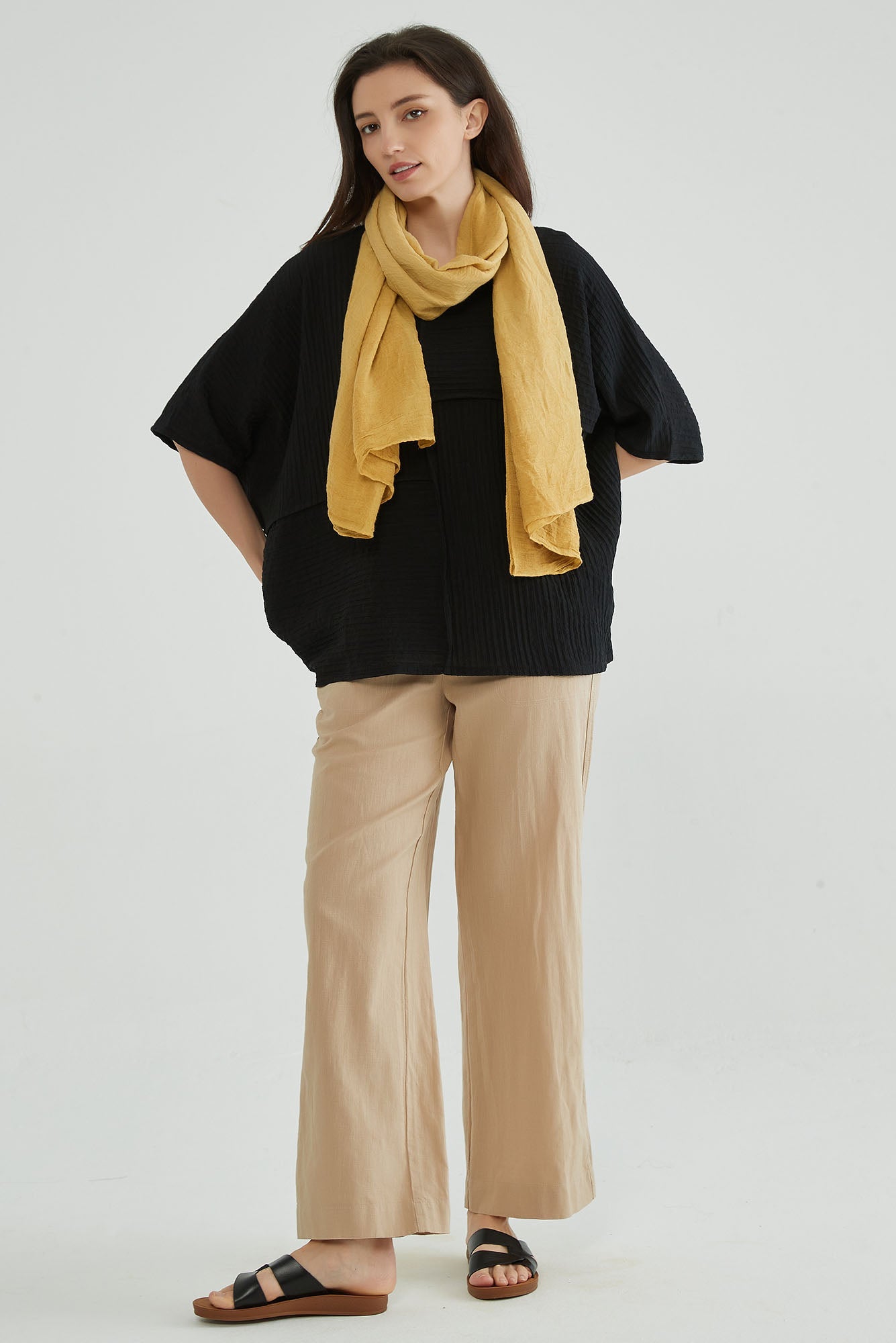 Smoky Black Batwing Sleeve Top - Whisper Mint