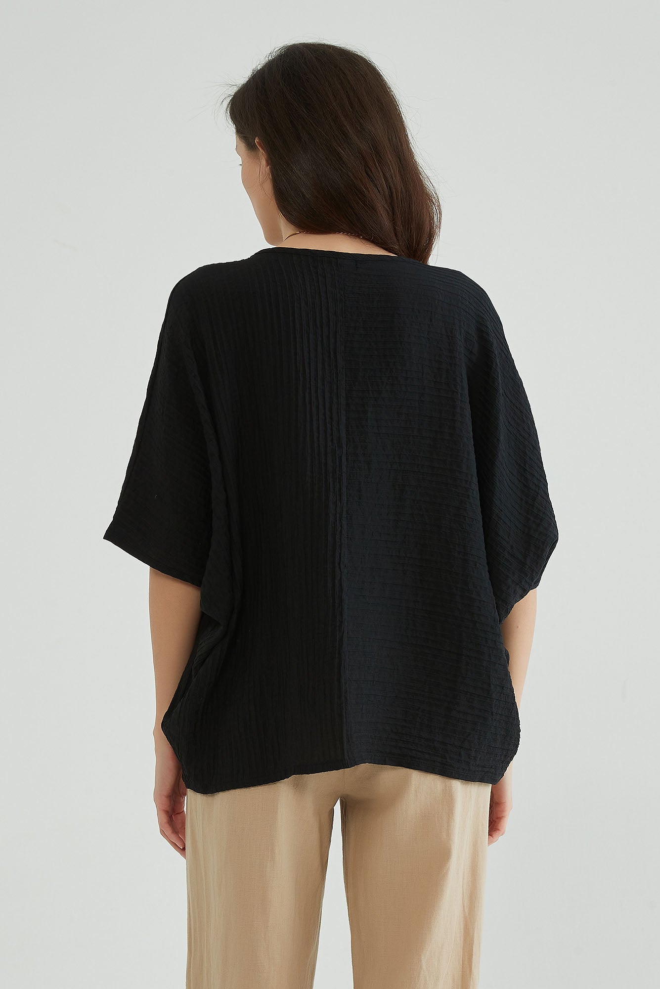 Smoky Black Batwing Sleeve Top - Whisper Mint