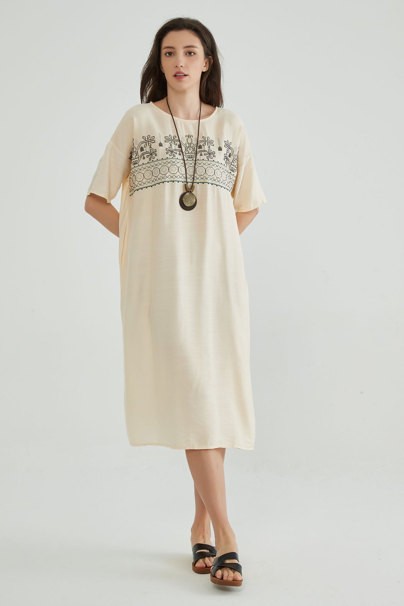 Soft Amber Summer Embroidered Maxi Dress - Whisper Mint