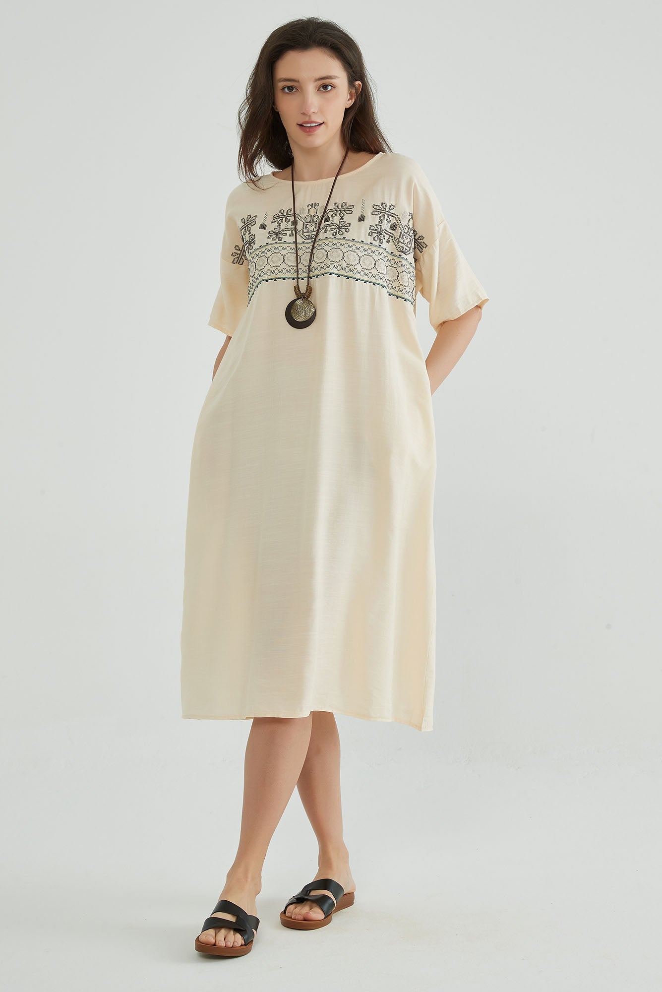 Soft Amber Summer Embroidered Maxi Dress - Whisper Mint