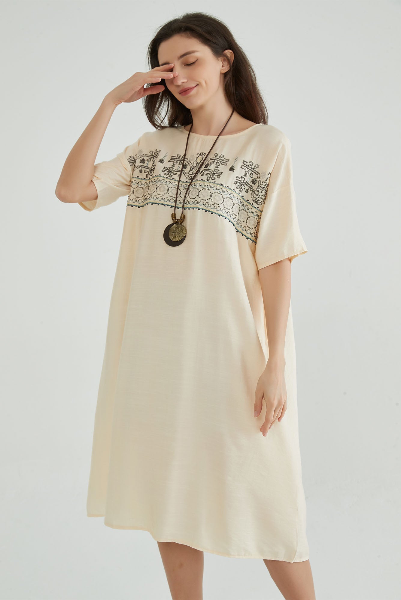 Soft Amber Summer Embroidered Maxi Dress - Whisper Mint