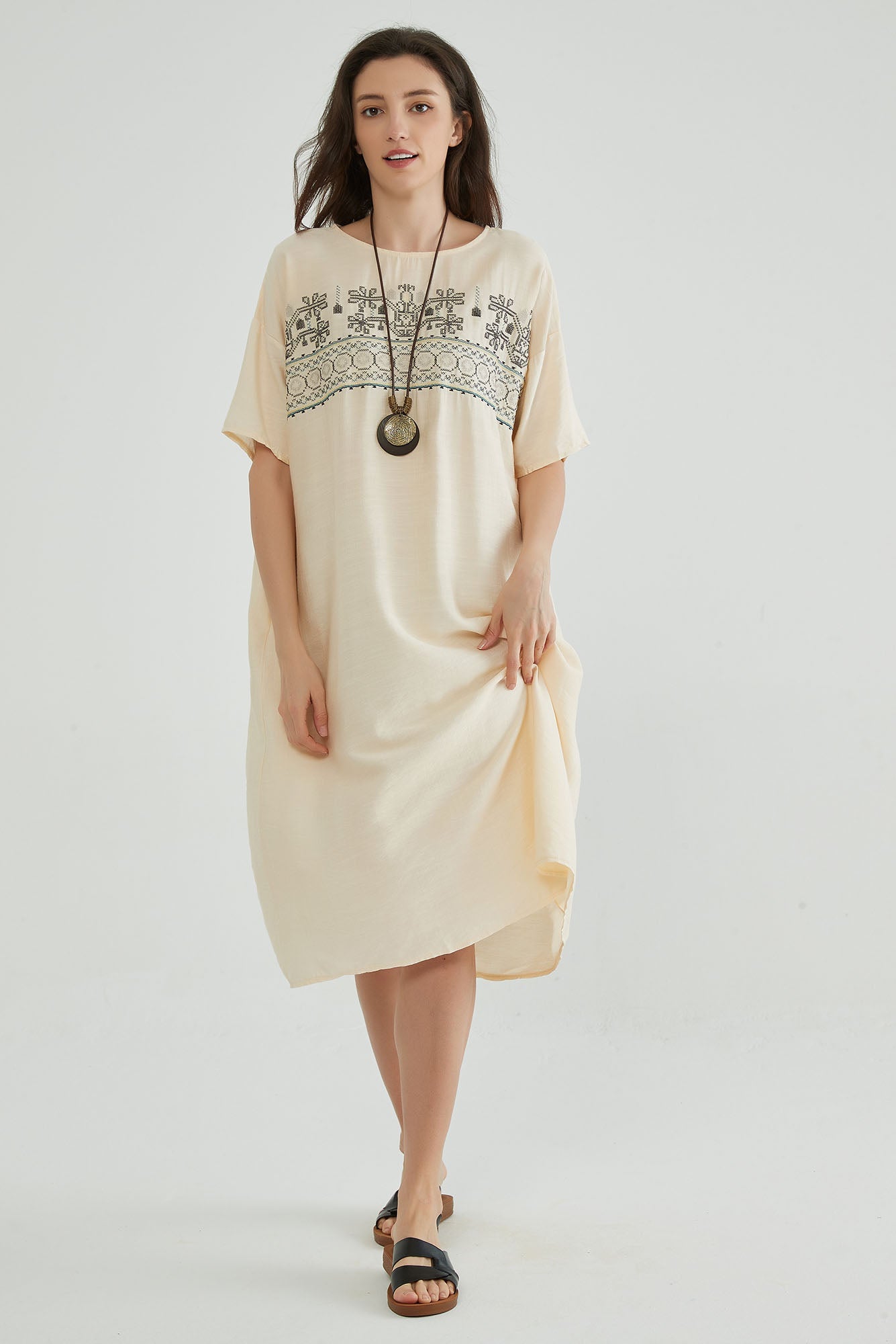 Soft Amber Summer Embroidered Maxi Dress - Whisper Mint