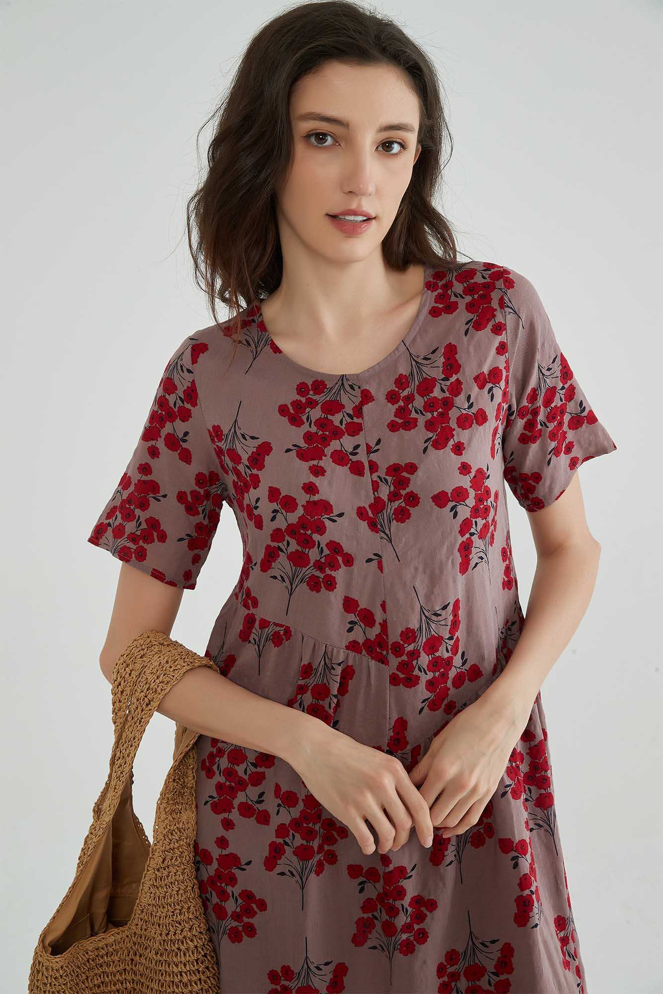 Summer Floral Print Light Cotton Dress - Whisper Mint