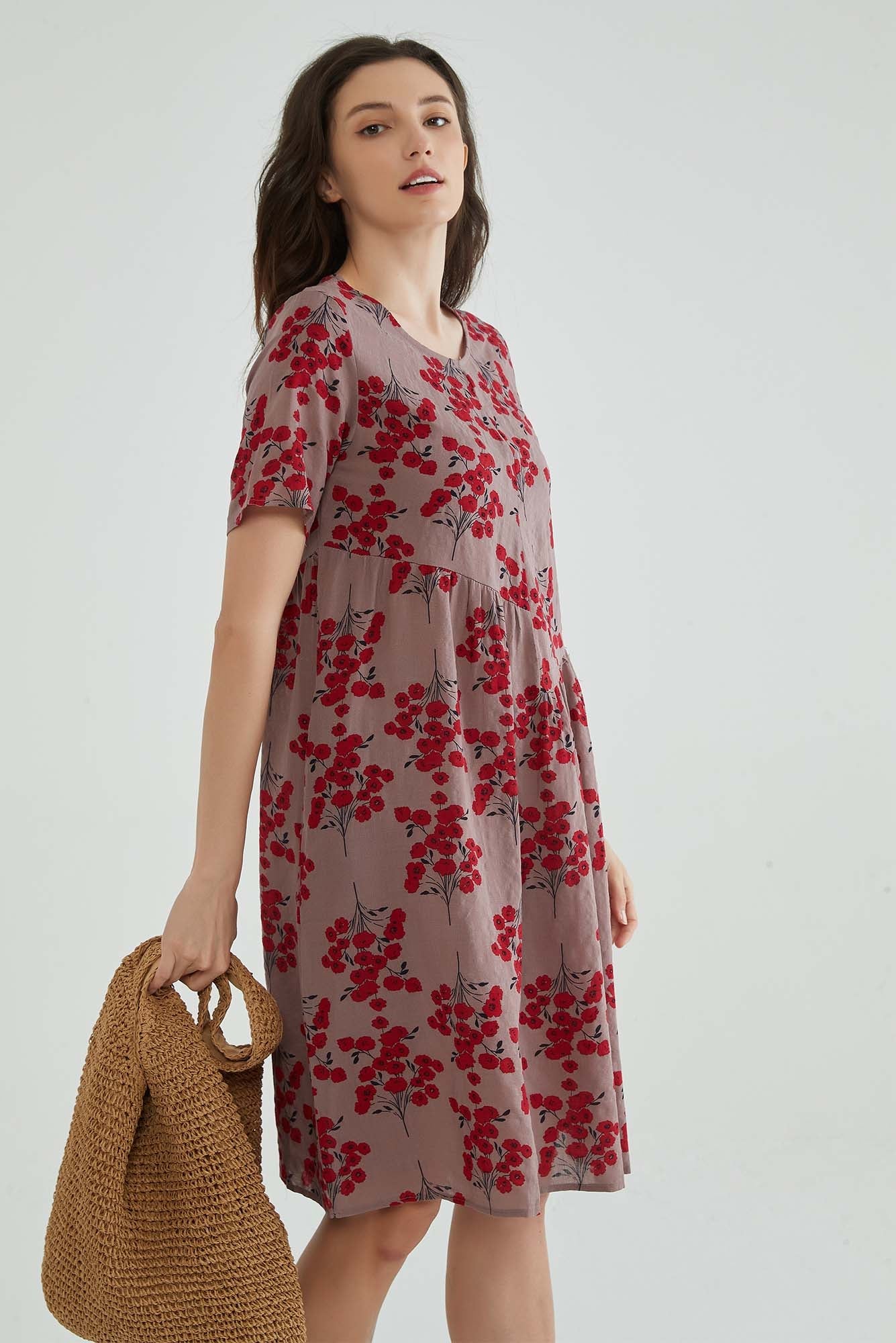 Summer Floral Print Light Cotton Dress - Whisper Mint