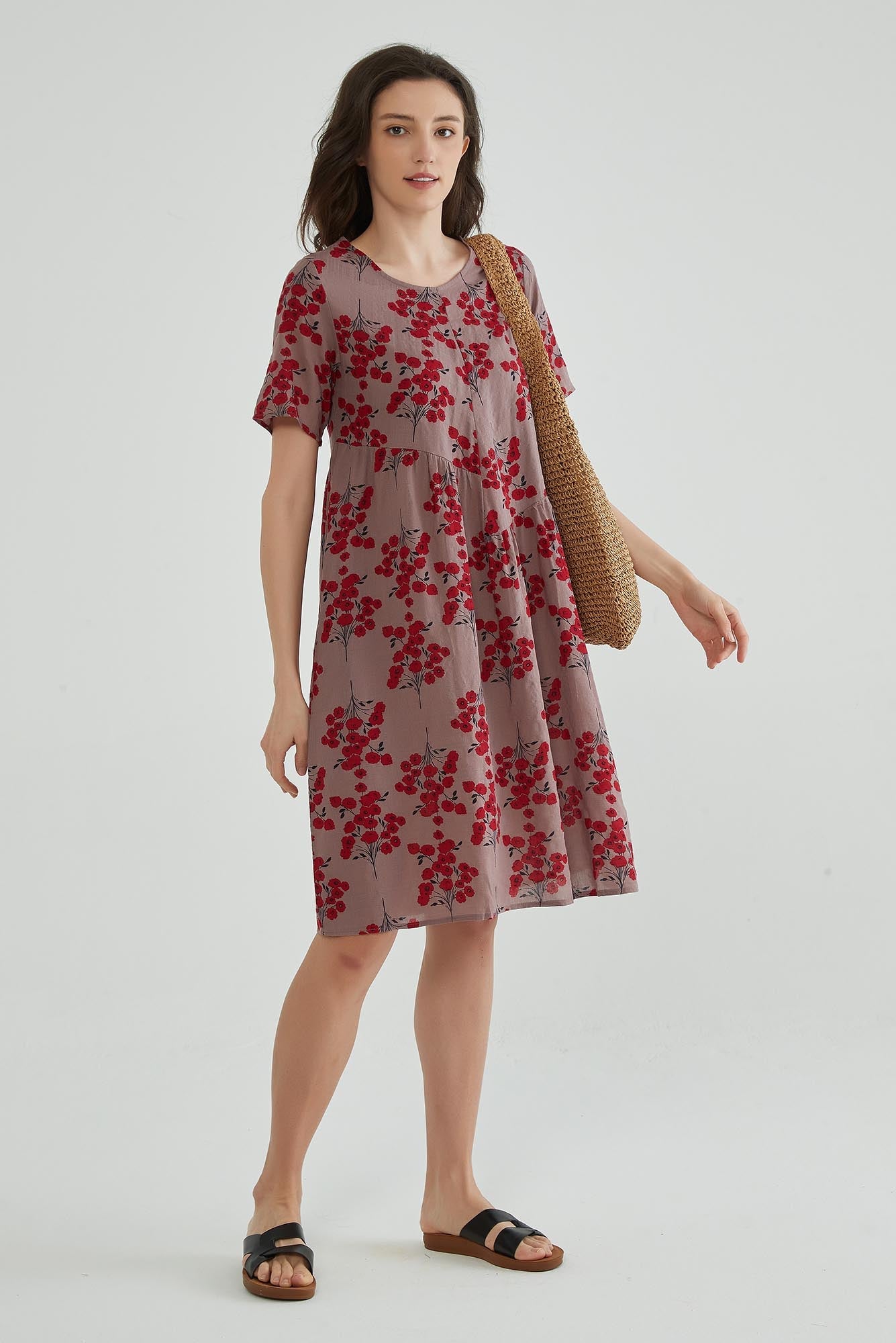 Summer Floral Print Light Cotton Dress - Whisper Mint