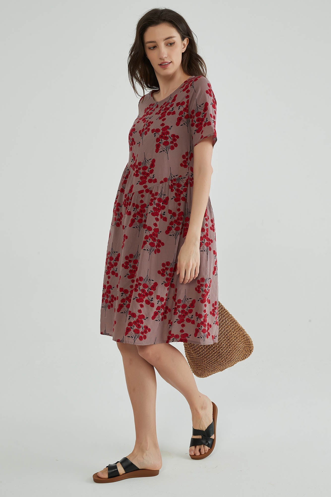 Summer Floral Print Light Cotton Dress - Whisper Mint