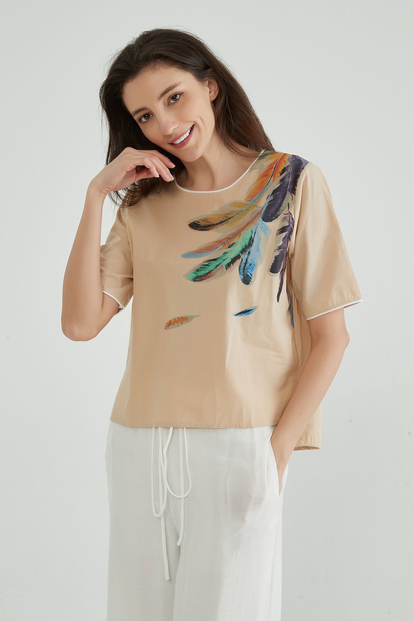 Vanilla Women Cotton Floral Top - Whisper Mint